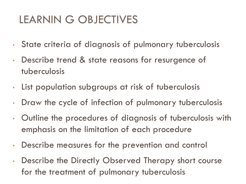 learnin g objectives