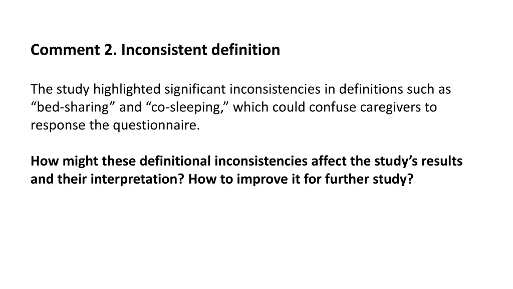 comment 2 inconsistent definition