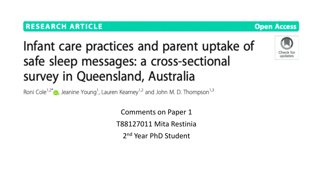 comments on paper 1