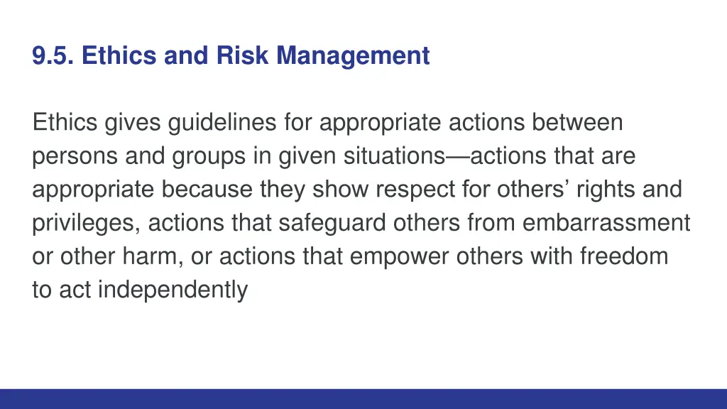 9 5 ethics and risk management