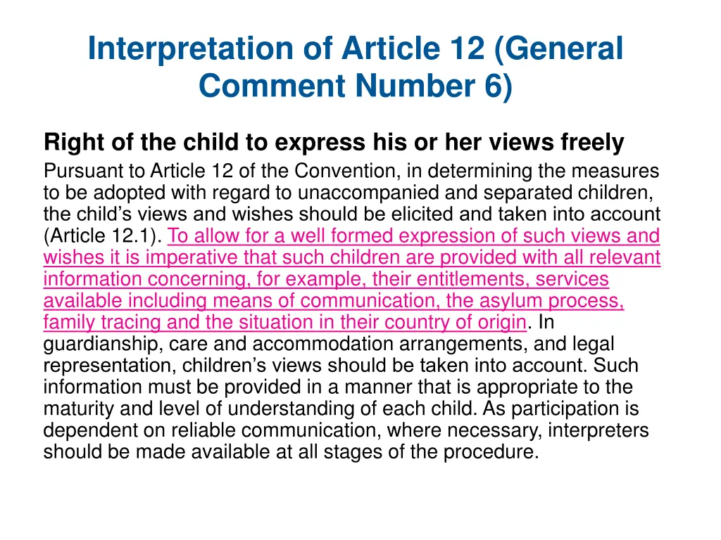 interpretation of article 12 general comment
