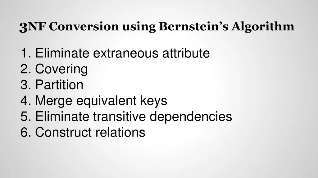 3 nf conversion using bernstein s algorithm