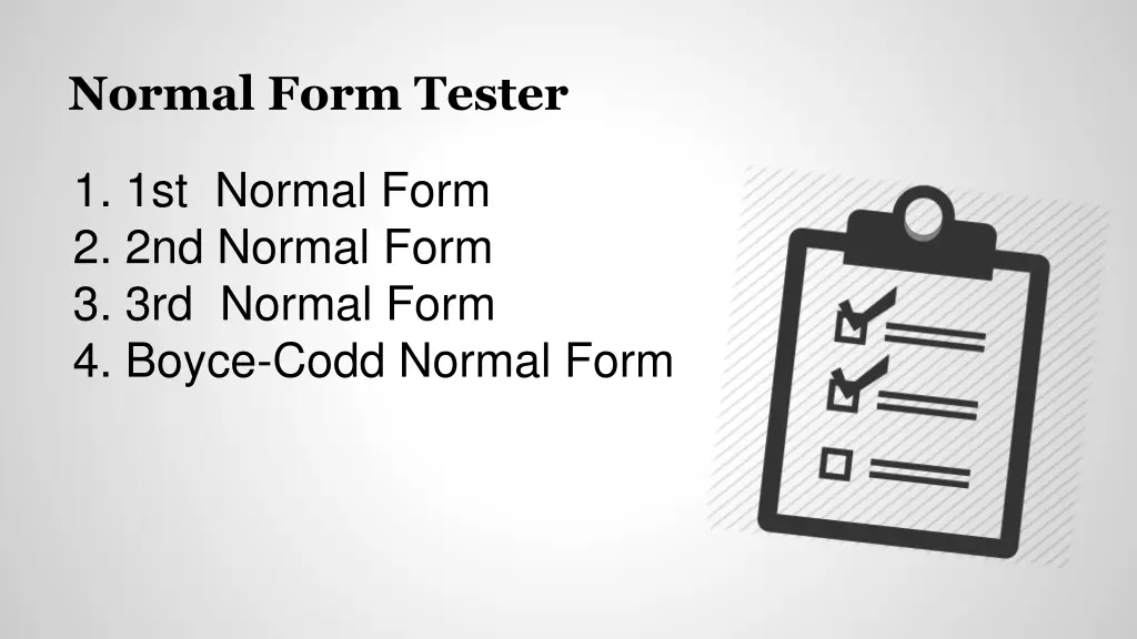 normal form tester