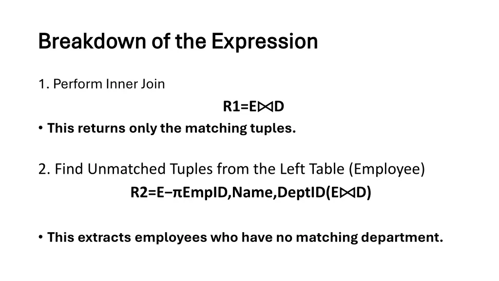 breakdown of the expression breakdown