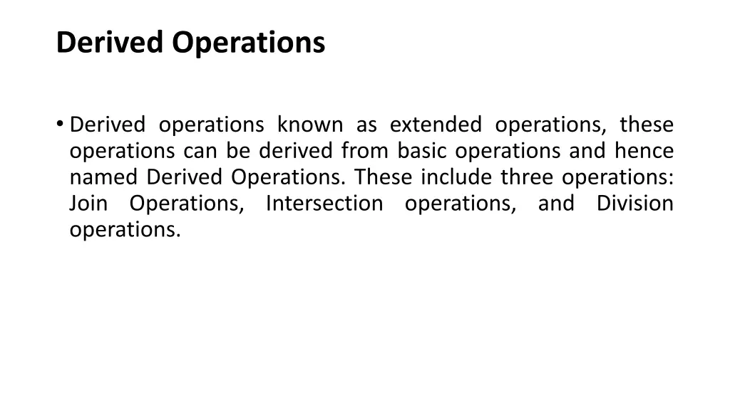 derived operations