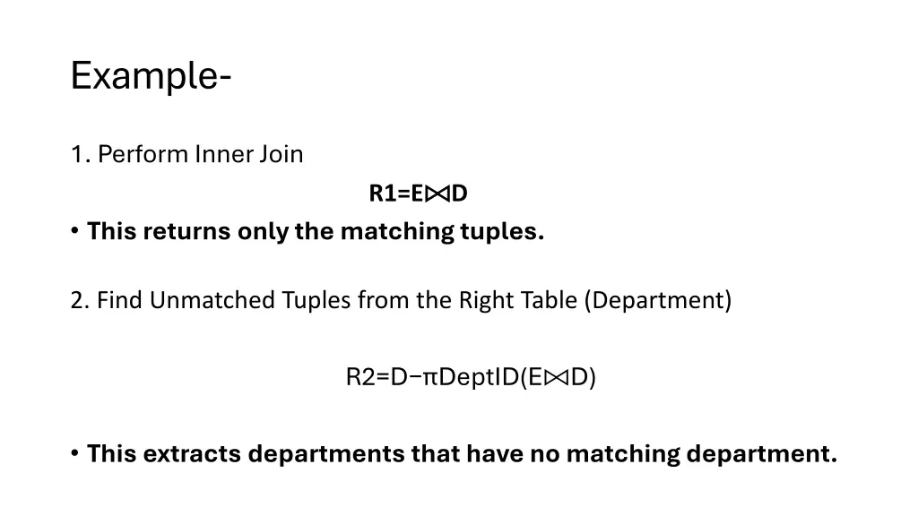 this extracts departments that have no matching