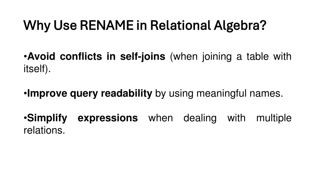 why use rename in relational algebra
