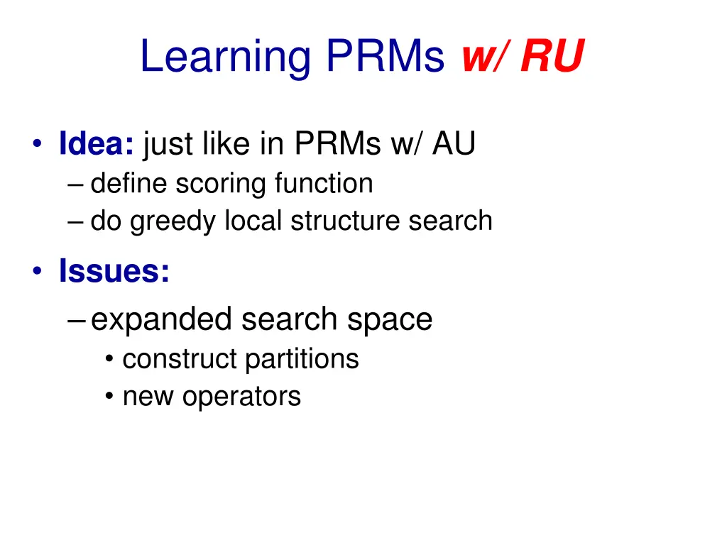 learning prms w ru