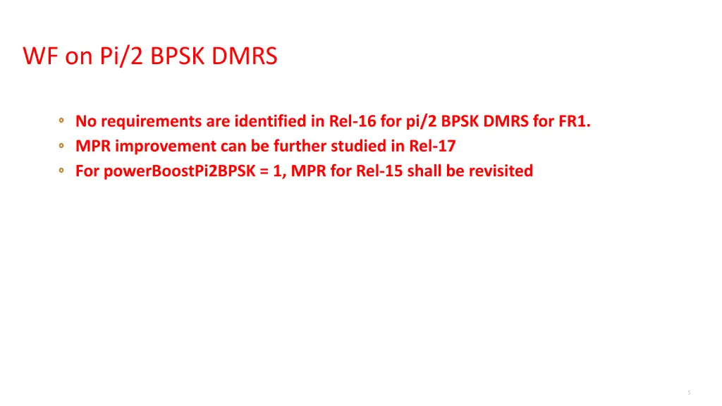 wf on pi 2 bpsk dmrs