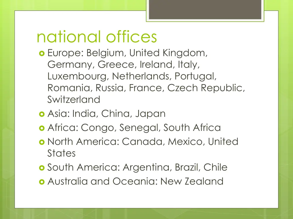 national offices europe belgium united kingdom