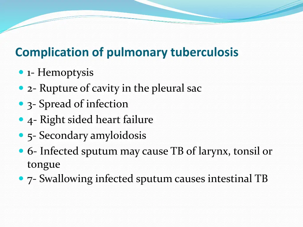complication of pulmonary tuberculosis
