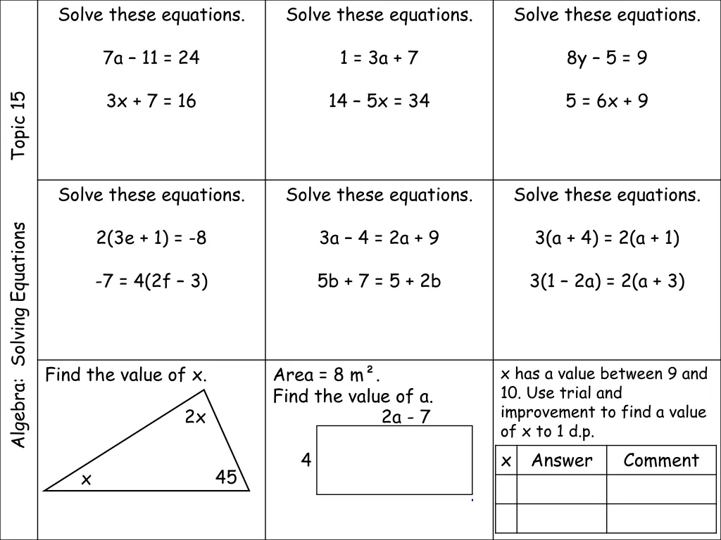 solve these equations