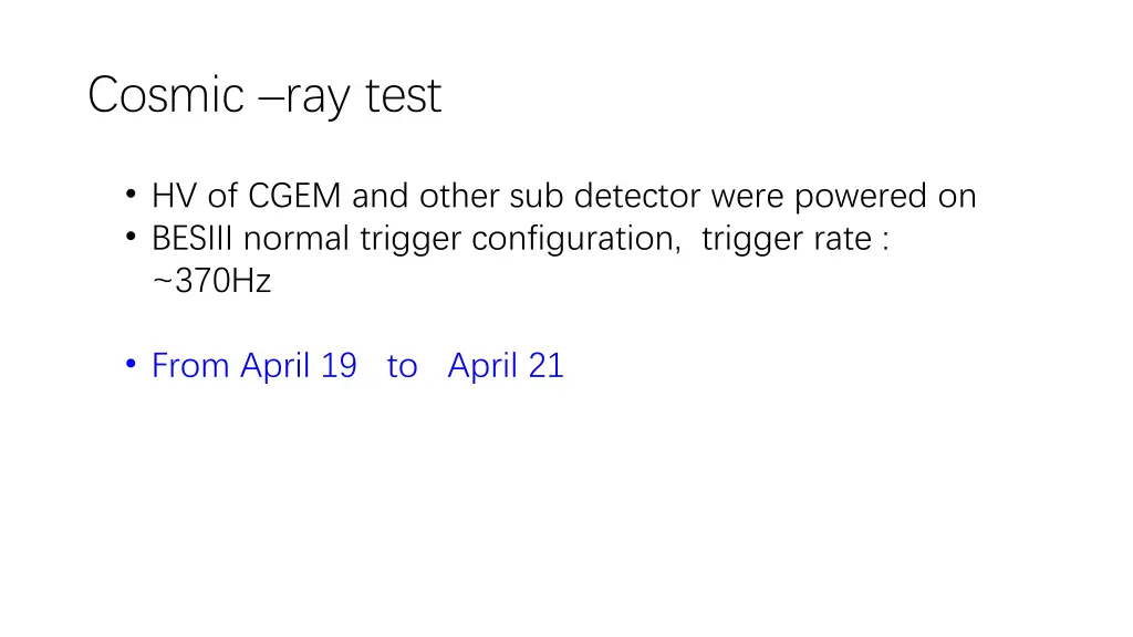 cosmic ray test