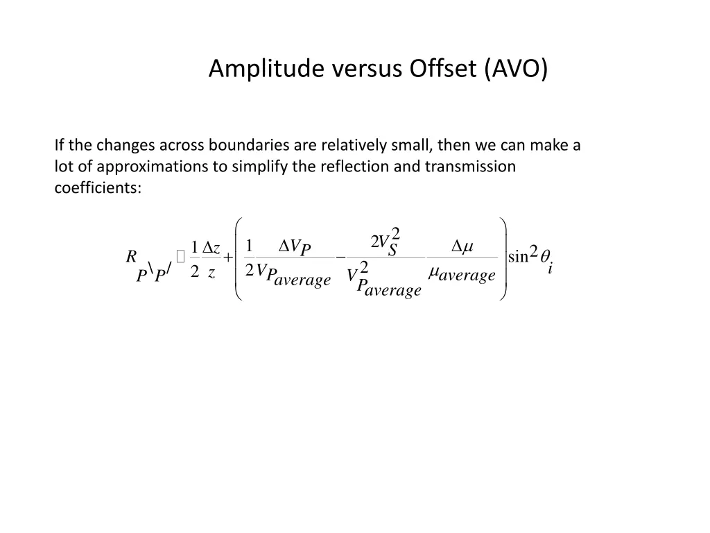 amplitude versus offset avo 1