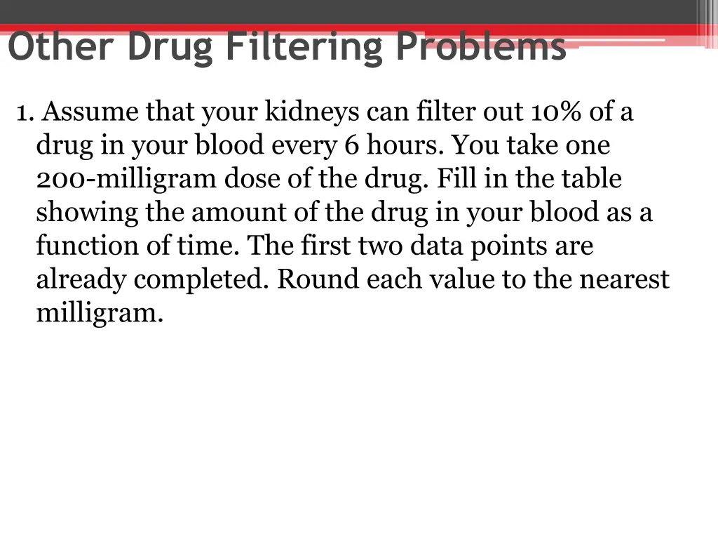 other drug filtering problems