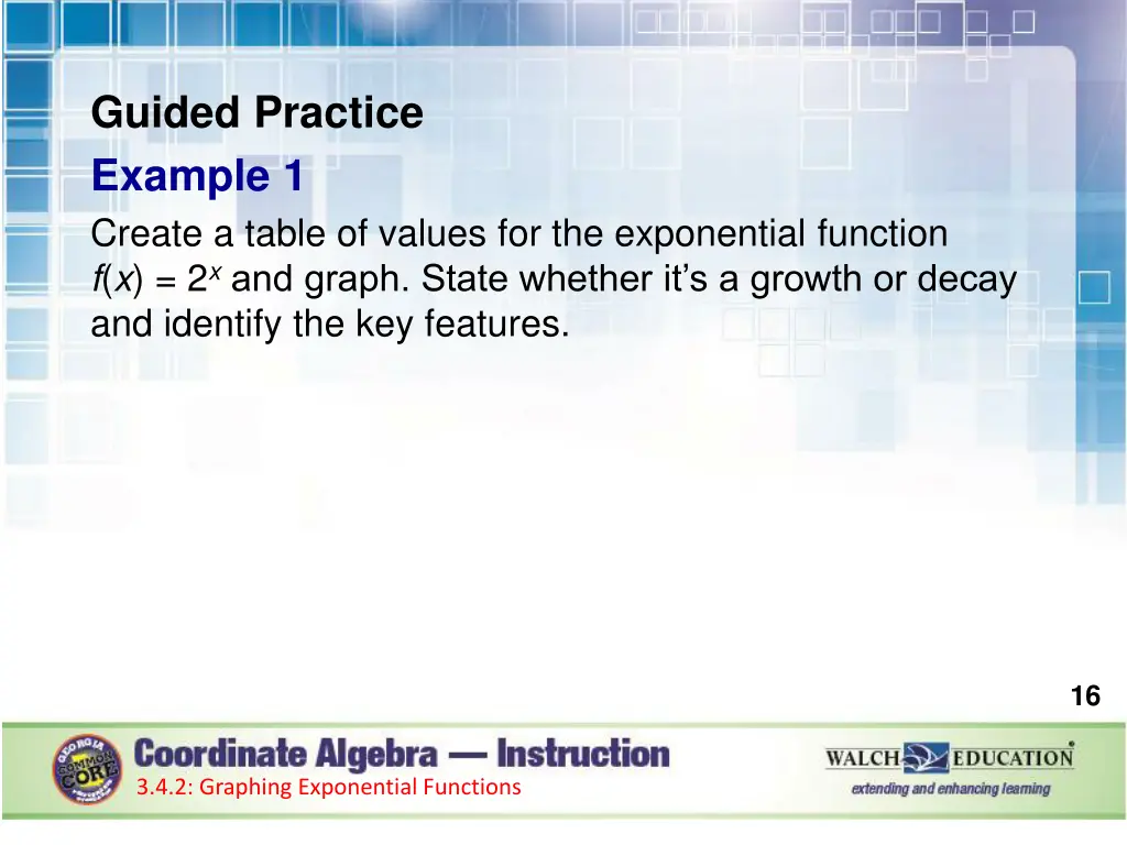guided practice example 1 create a table