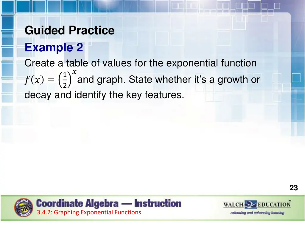 guided practice example 2 create a table