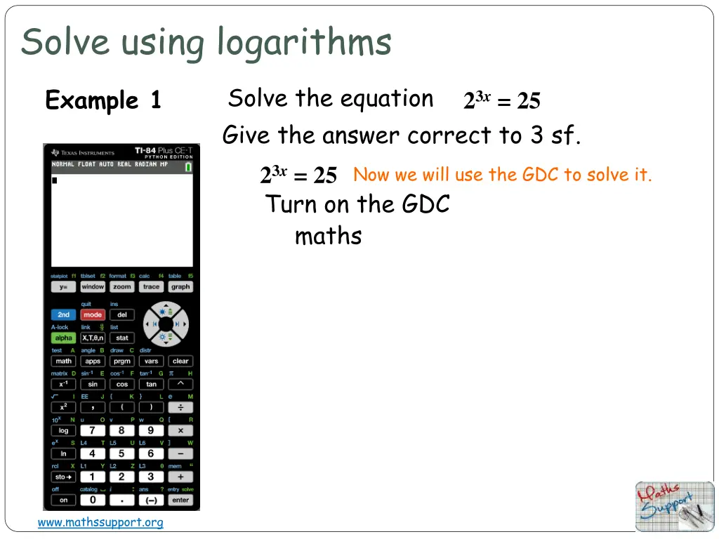 solve using logarithms 1