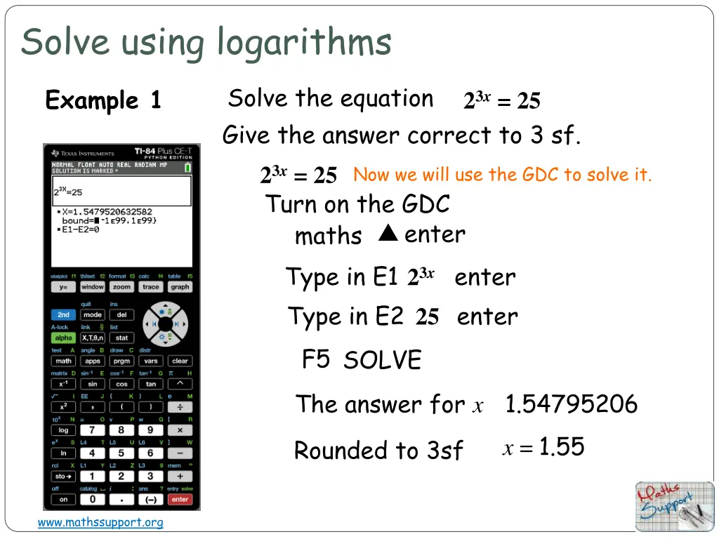 solve using logarithms 7