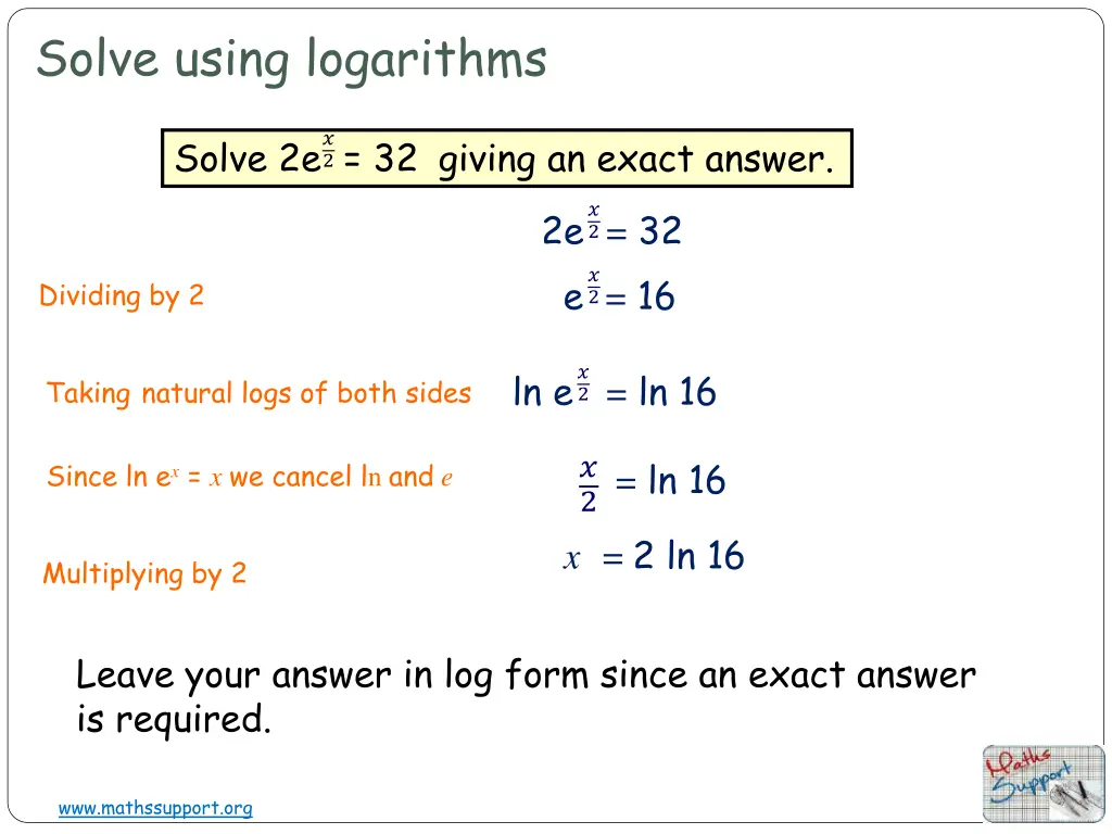 solve using logarithms 9