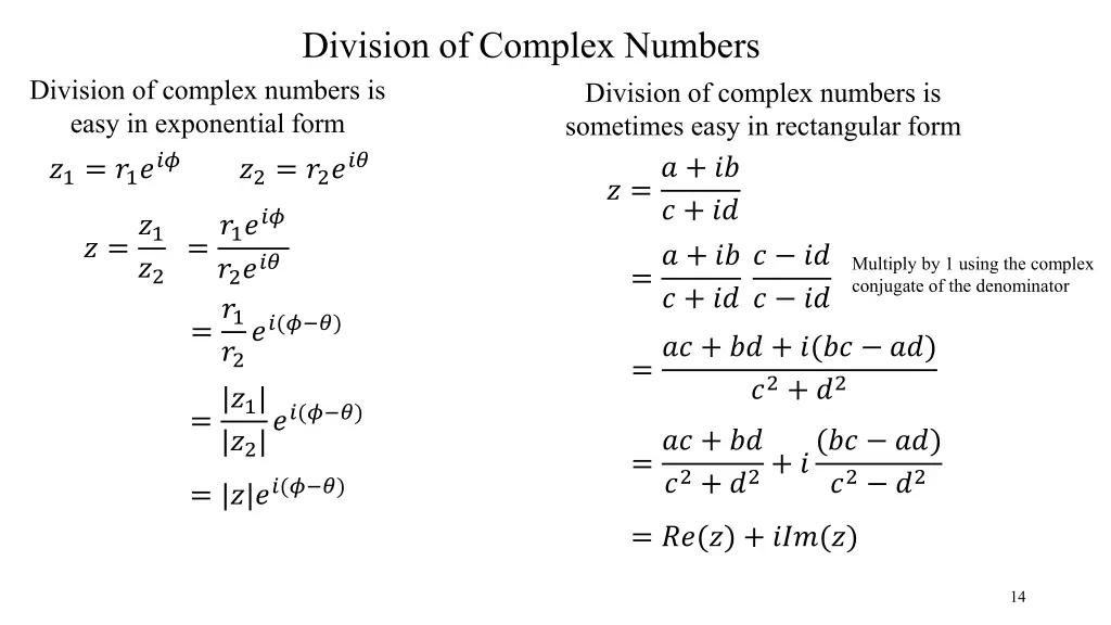 division of complex numbers