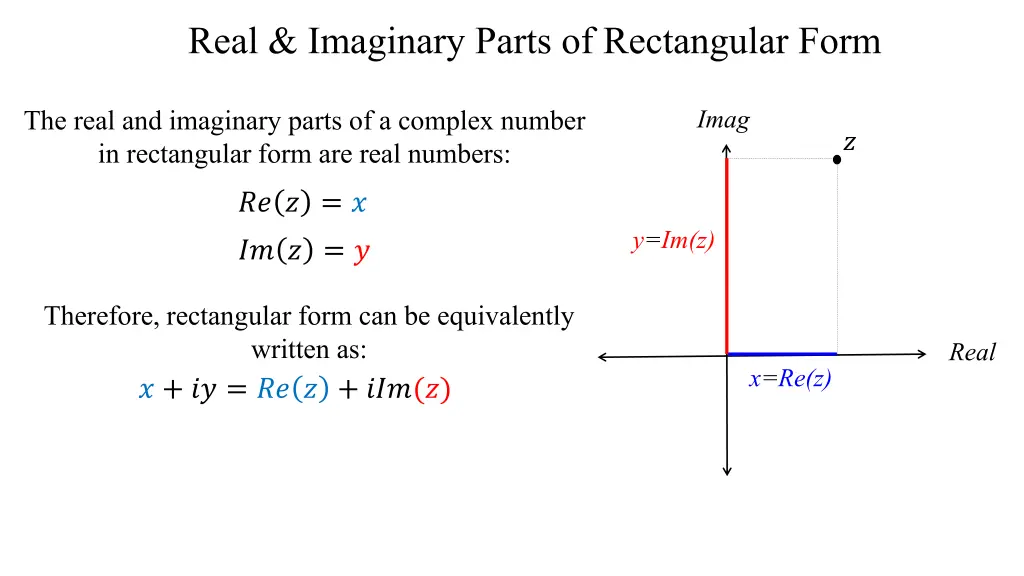 real imaginary parts of rectangular form