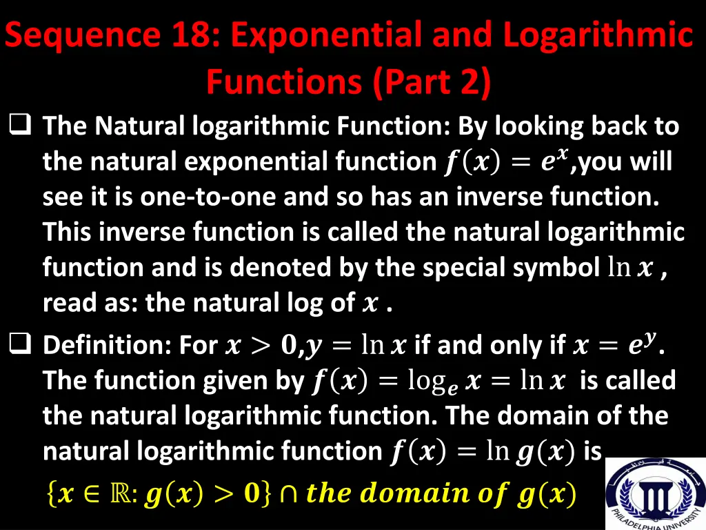 sequence 18 exponential and logarithmic functions