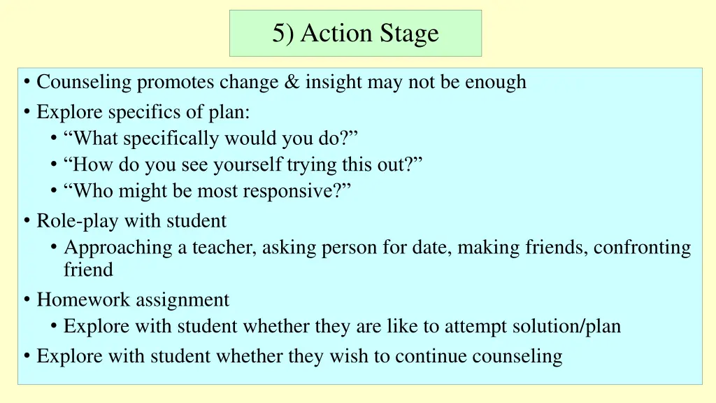 5 action stage