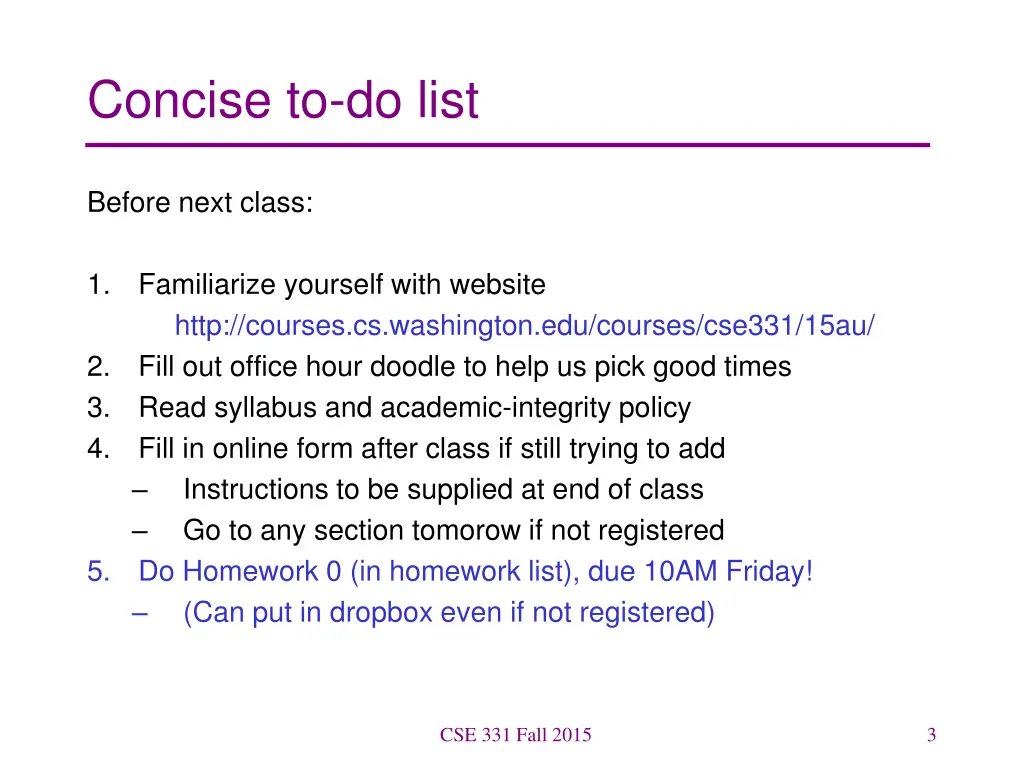 concise to do list