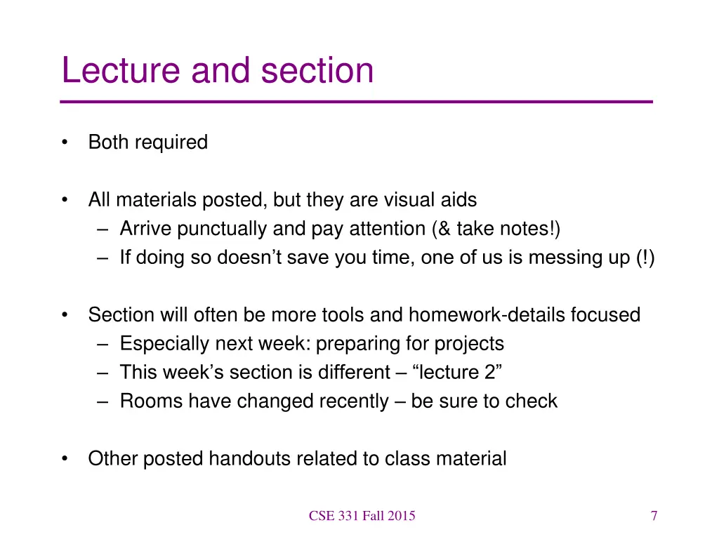 lecture and section