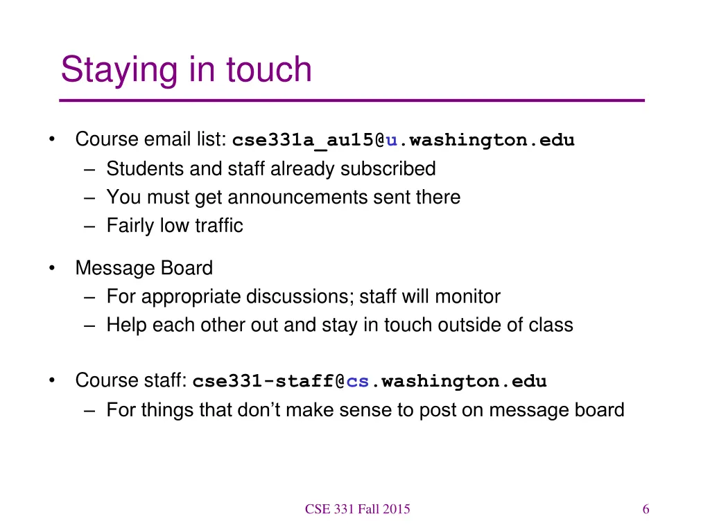 staying in touch