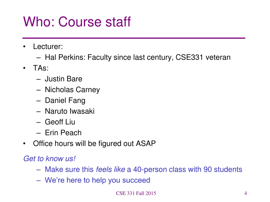 who course staff