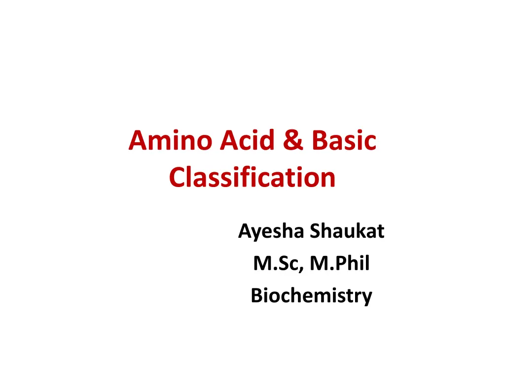 amino acid basic classification