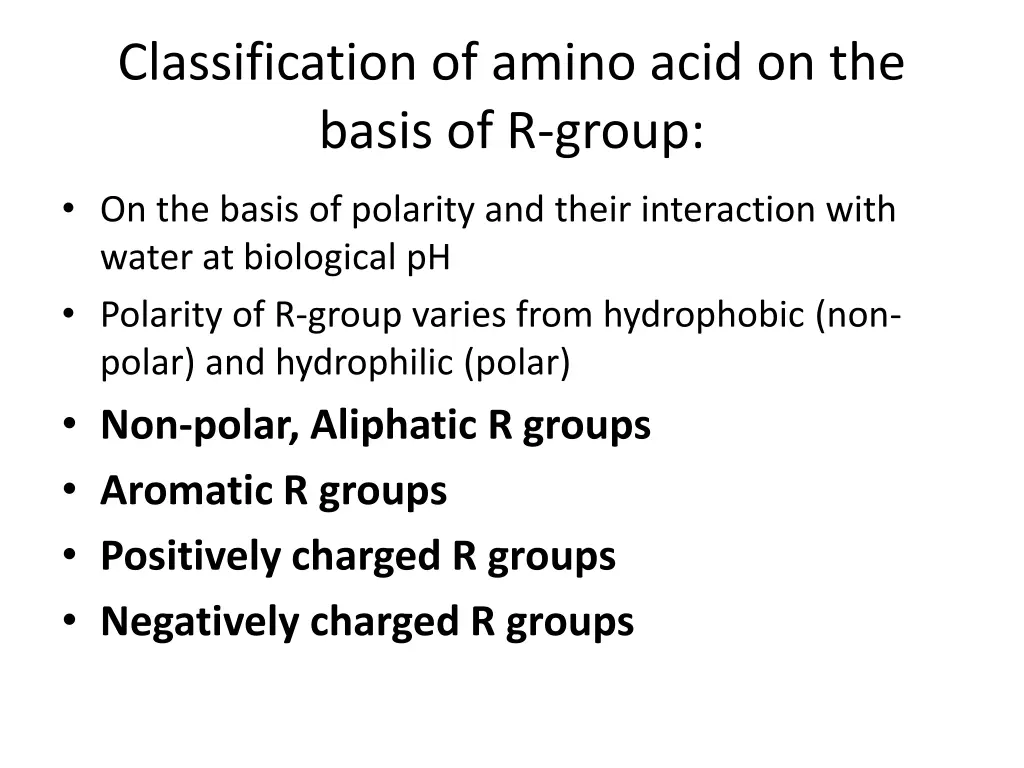 classification of amino acid on the basis