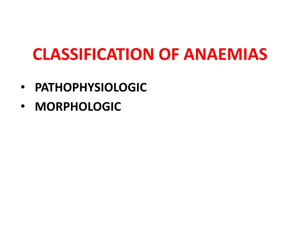 classification of anaemias