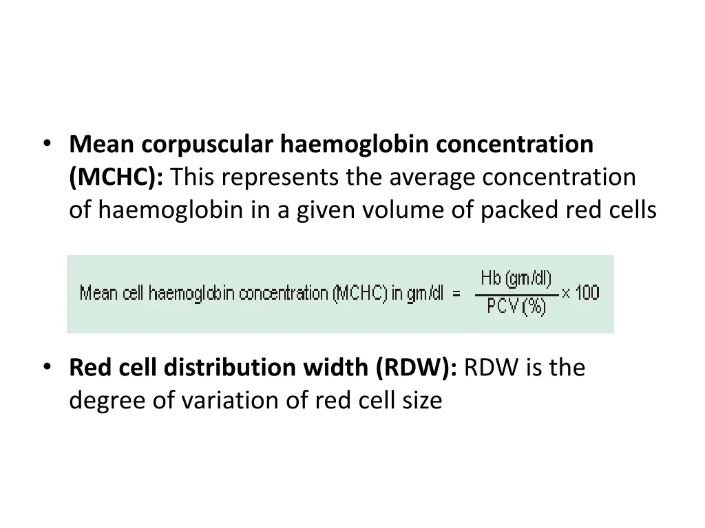 mean corpuscular haemoglobin concentration mchc