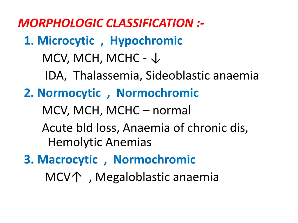 morphologic classification 1 microcytic
