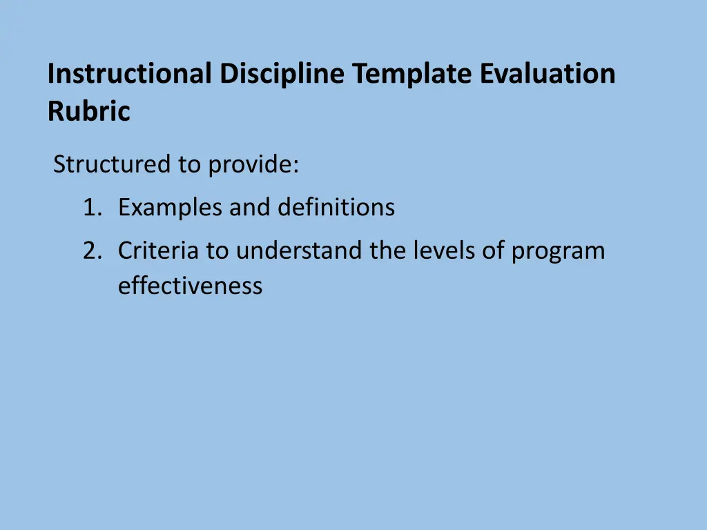 instructional discipline template evaluation