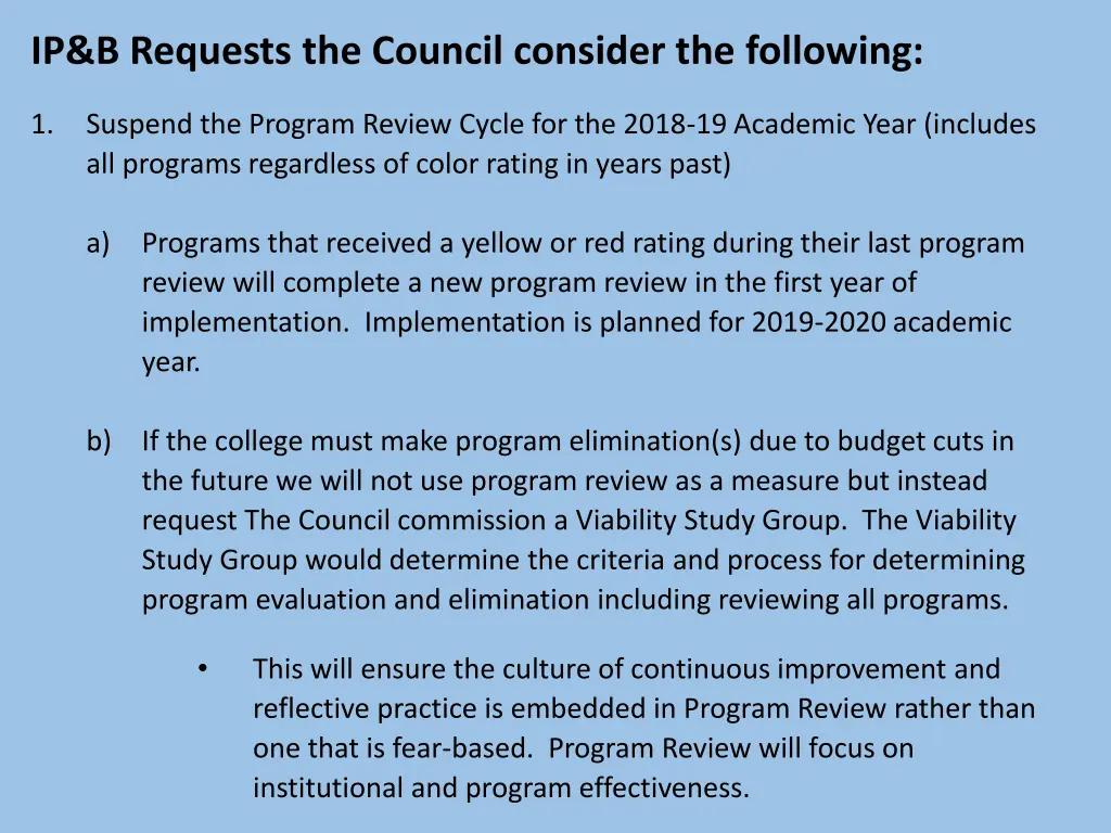 ip b requests the council consider the following