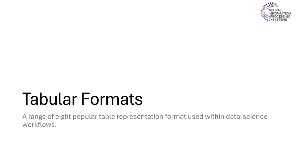 tabular formats a range of eight popular table