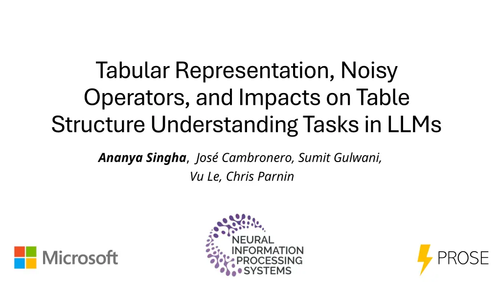 tabular representation noisy operators