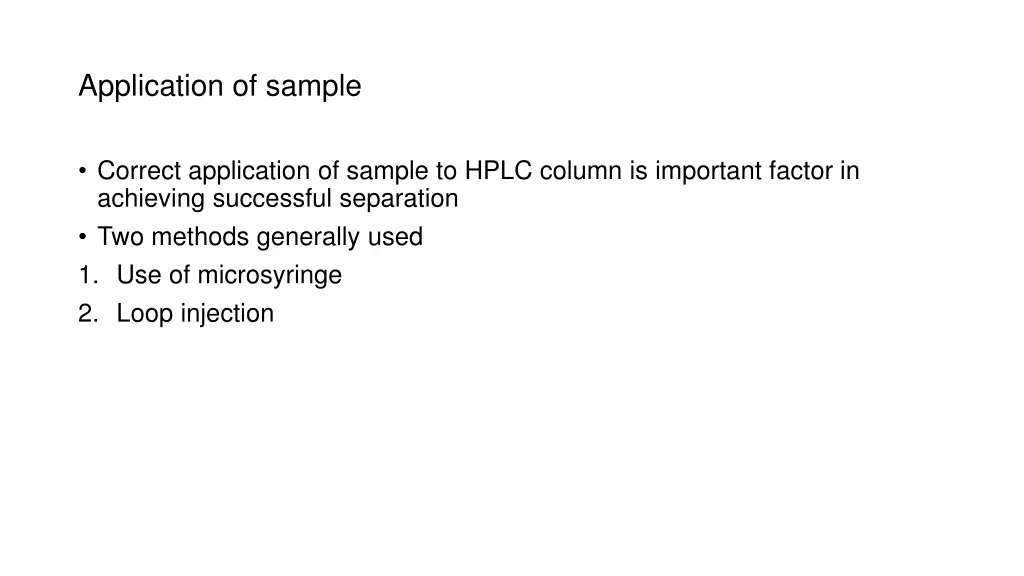 application of sample