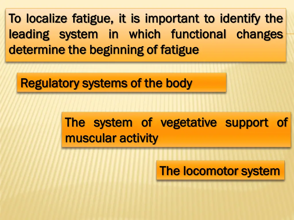 to to localize localize fatigue leading leading