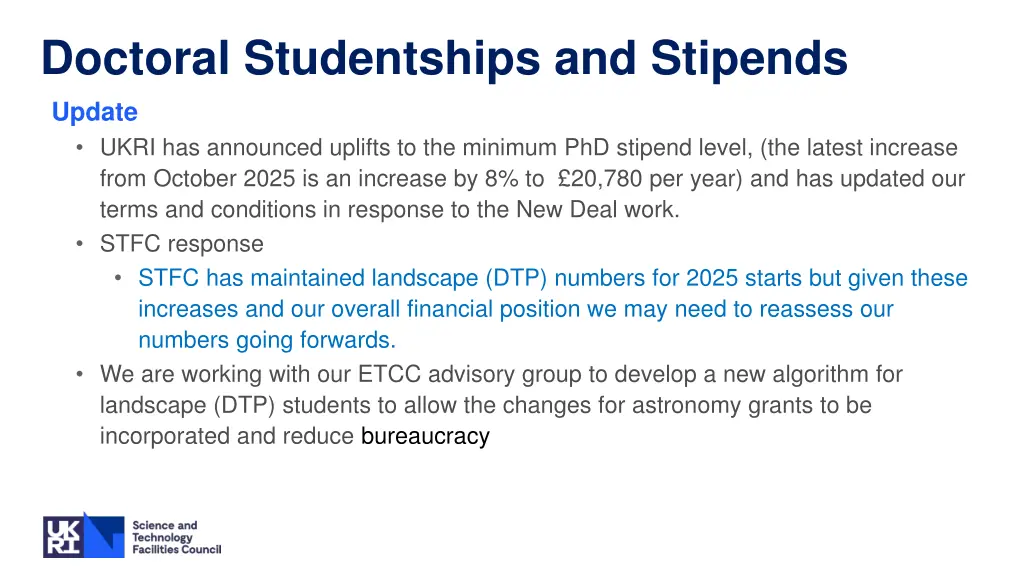 doctoral studentships and stipends update ukri
