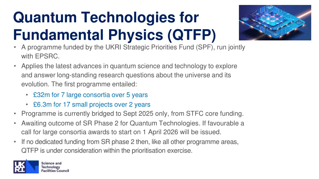 quantum technologies for fundamental physics qtfp