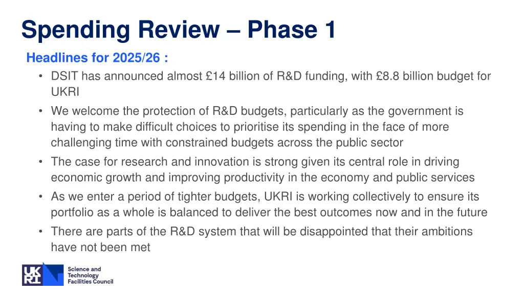 spending review phase 1 headlines for 2025