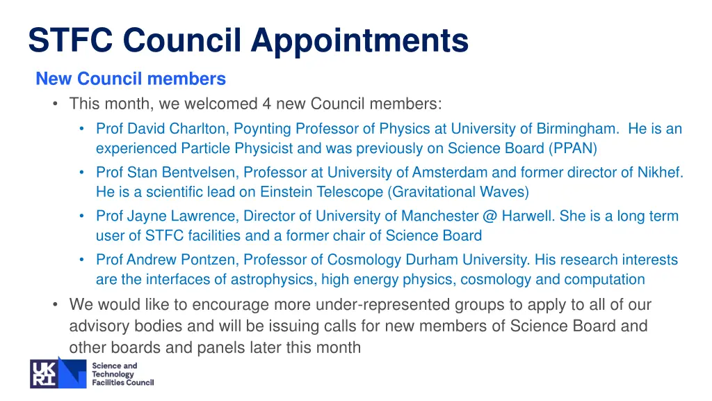 stfc council appointments new council members
