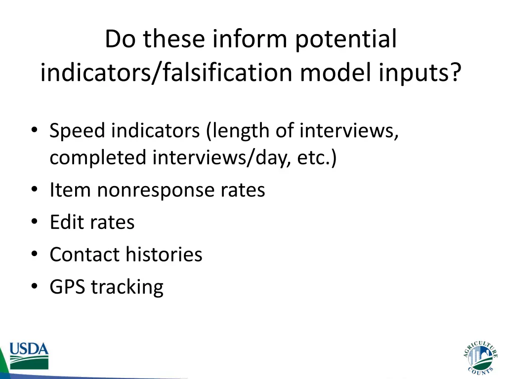 do these inform potential indicators