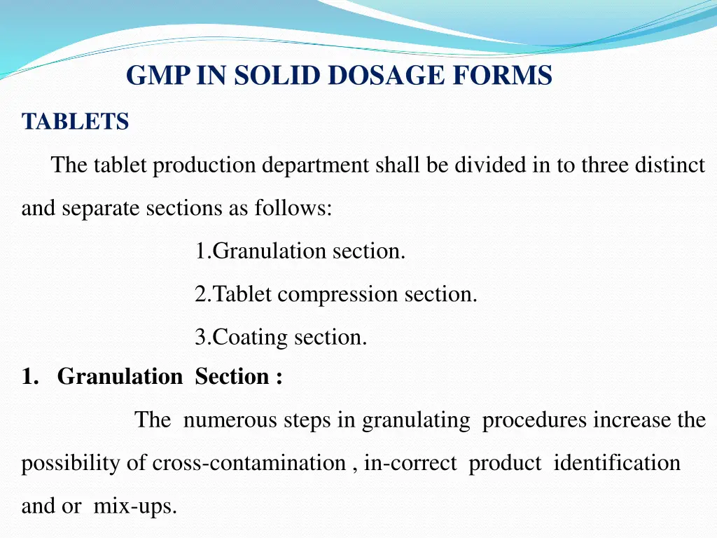 gmp in solid dosage forms