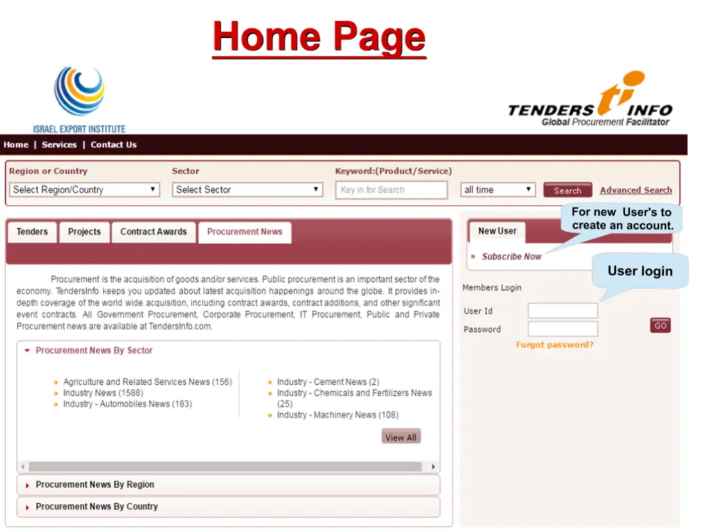 home page